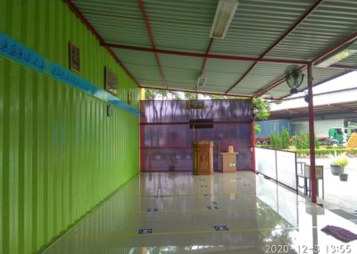 Tempat sholat dengan sticker physical distance (mosque with sticker physical distance)